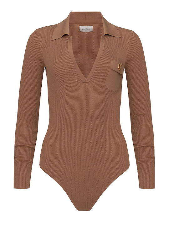 Elisabetta Franchi Bodysuit Tabac Brown Bk02b66e2-fk4