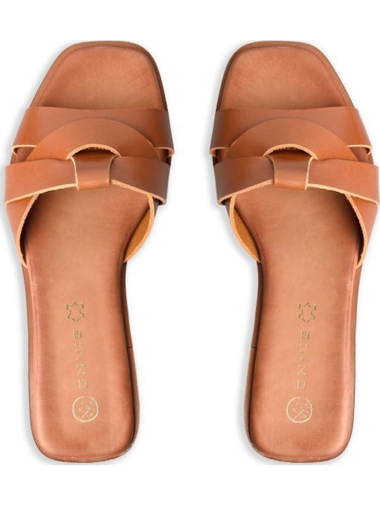 Envie Shoes Leder Flache Sandalen Für Damen Braun