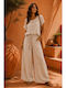 Women's Satin Beige Blouse