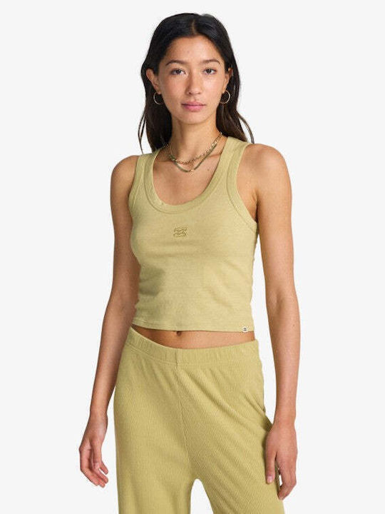 Women's Crop Top Cotton Sleeveless Cactus Green