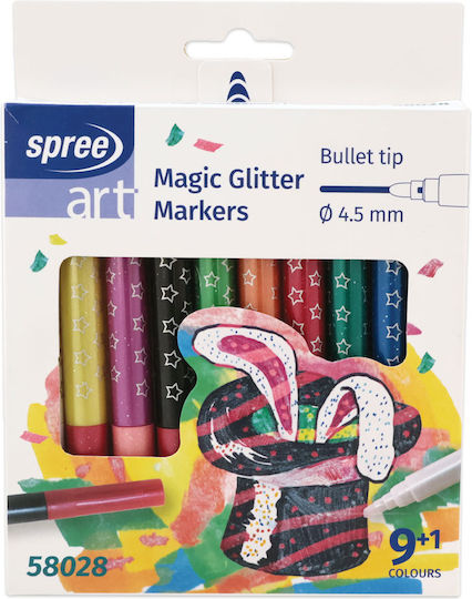 Spree Weiße Zeichenstifte für Malerei 4,5mm Magisch mit Glitzer Set 12 Stück