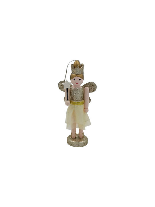 Weihnachtsbaumschmuck Holz Fee Ornament 12,5cm Gold