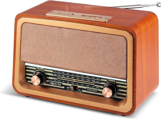 Forever JB-120 Retro Tischplatte Radio Mit Batterie Mit Bluetooth Und USB Braun