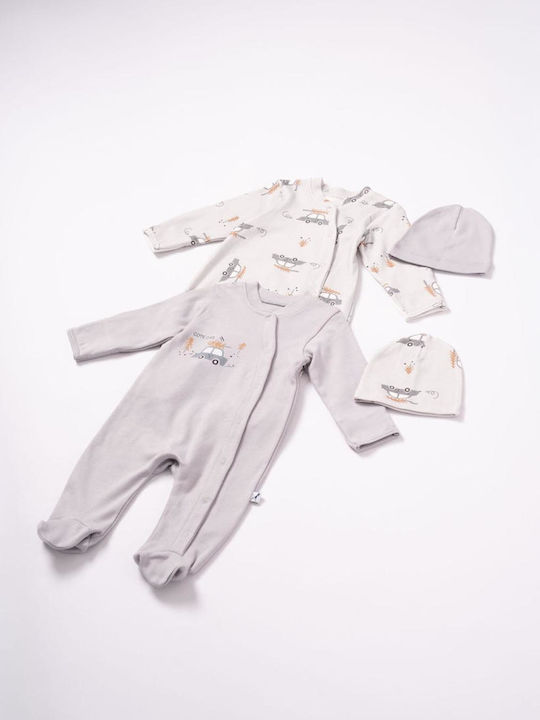 Evita Set Onesie with Cap Grey