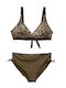 Set Bikini Tierdruck Braun