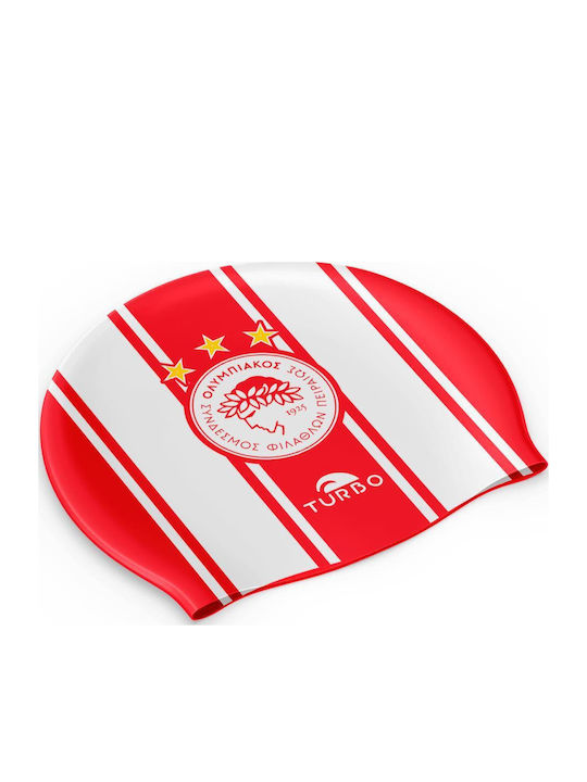 Turbo Căciulă De Înot Din Silicon Olympiacos Dungi Roșu