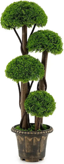 Costway Τεχνητό Κυπαρίσσι Topiary 90 Εκ Σπειροειδή Κλαδιά Ξύλινο Κορμό 90 X 25 X 19,5 Cm Hz10607