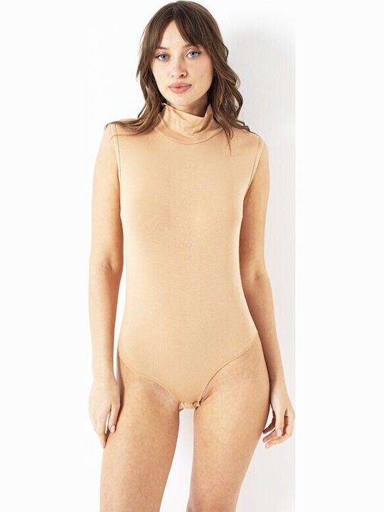Micromondal Bodysuit Cu Guler Înalt Zapone Bej 1117mp