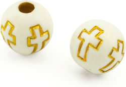 Acryl Perlen Kreuz 8mm Ø1.5mm Weiß Gold Verpack...