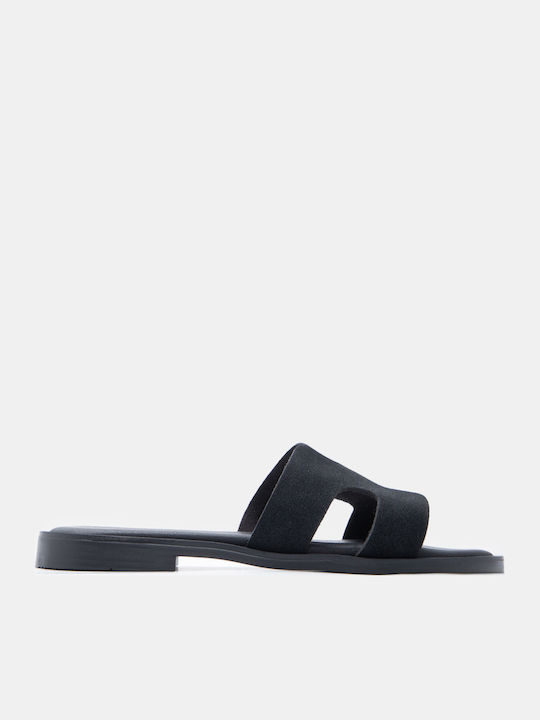 Luigi Damen Flache Schwarze Sandalen
