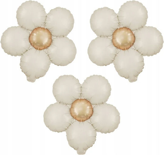 Set 3 Geburtstags Luftballons Blumen Folie Beiges 45cm