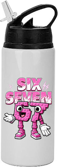 Бутилка Six-seven 600ml Бял Черен Капак