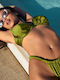 Bikinihosen Slip Hohe Taille mit Schnürung Palm