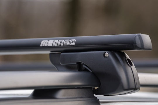 Menabo Autodachträger Aluminium für Toyota RAV 4 / Corolla Verso / Avensis Volvo V40 Volkswagen Touareg / Jetta / Bora / Polo / Golf / T-Kreuz Audi A4 Chevrolet Venture 5D 2007 für Autos mit werkseitigen Dachträgern mit Dachträgerfüßen Schwarz