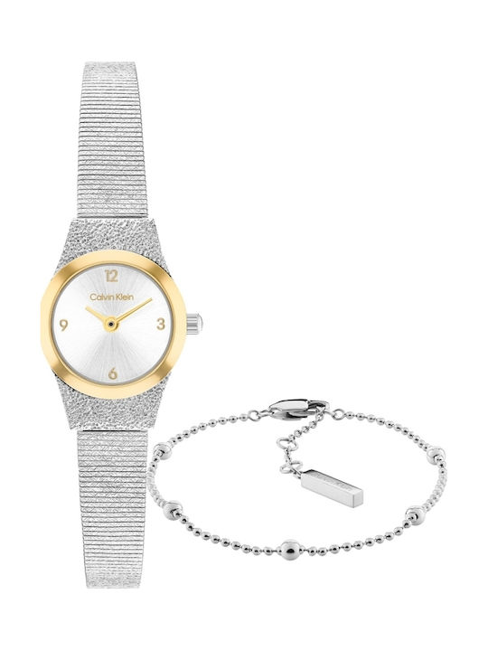 Calvin Klein Ceas de Damă Contemporary 18mm Cu Baterie Și Brățară Metalică Argintie