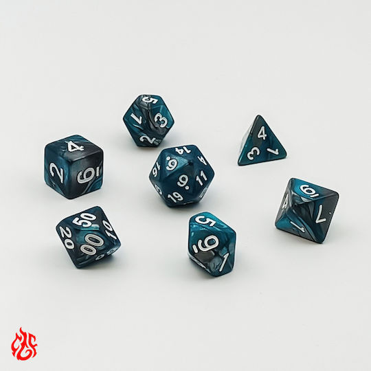 Two-Tone Blue Grey Dice Set Pouch Set Acrylic Dice RPG Dungeons & Dragons Pathfinder Wargames