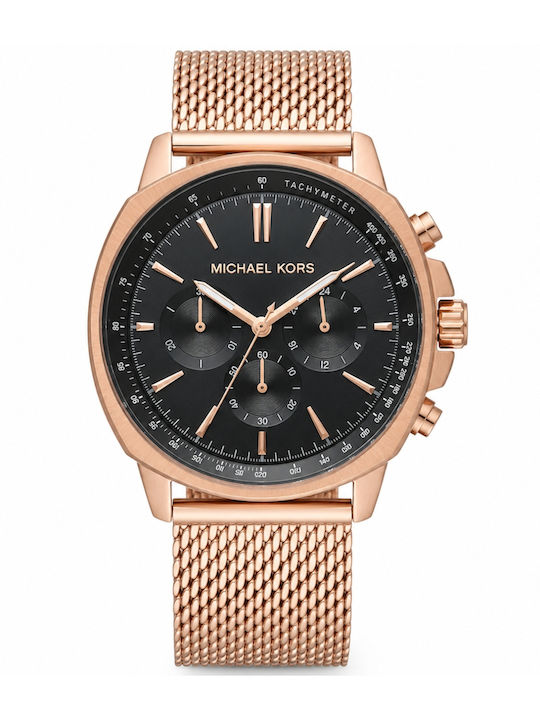 Michael Kors Ceas Clasic Pentru Bărbați 42mm Cu Baterie Și Brățară Metalică Auriu Roz