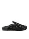 Flat Leather Mules In Black Colour