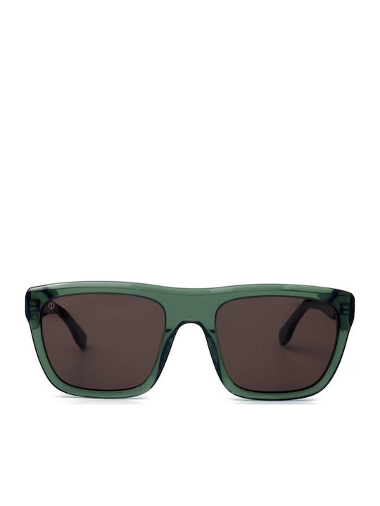 Faos Men's Sunglasses With Green Horn-Rimmed Frame And Green Lens 489387