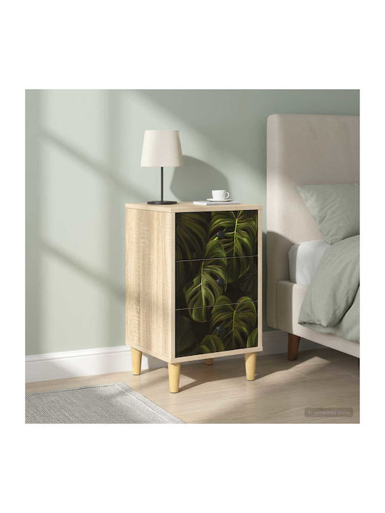 Wooden Beige Bedside Tables 2 Pieces 36x33x60cm