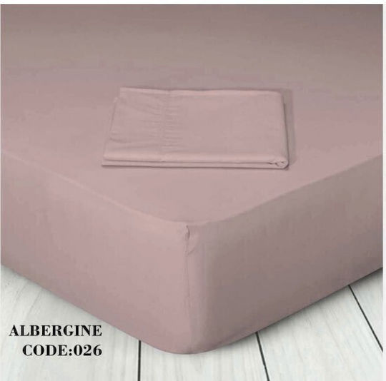 Marwa Doppeltes Bettlaken mit Gummibettlaken 140x200+30cm Albergine