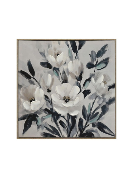 Canvas Painting White & Blue Florals 62x62x2.8