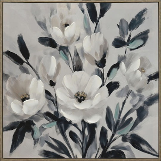 Πίνακας Καμβά “white & Blue Florals” 62x62x2.8