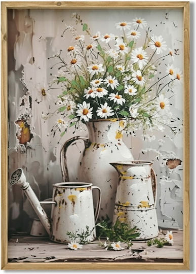Canvas Painting Vintage Daisies Rustic Jug 52x72x3