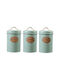 Set of 3 Pieces Coffee / Tea Jars with Brown Lid 10x10x22cm 3 Pieces