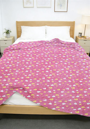 Dimcol Κουβέρτα Fleece Hearts Φωσφορίζουσα Φωσφορίζουσα 225x175εκ.