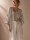 Lange Damen-Gestrickter Kimono Silber