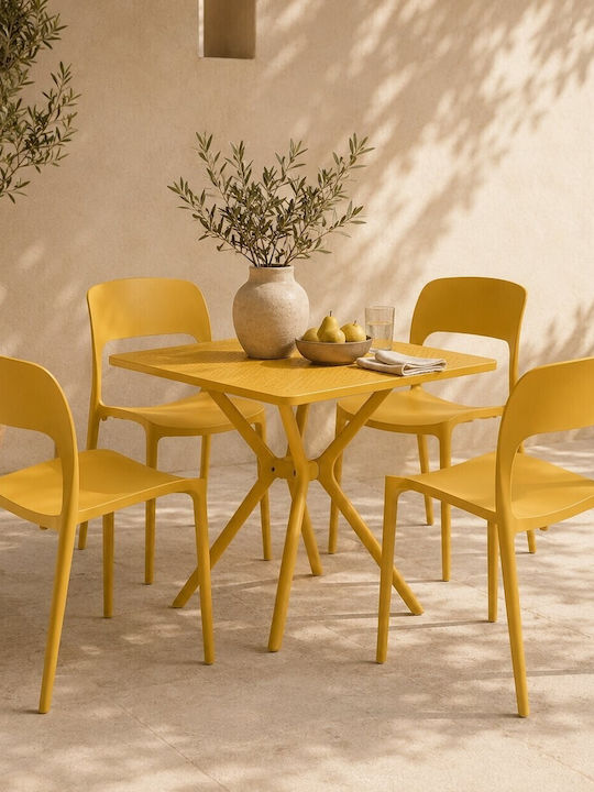 Set de Masă Pentru Exterior Curves 5 Piese Galben