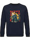 Kirikoko Bedrucktes Sweatshirt Unisex Catzilla Kaiju Monster Japan Art Marineblau