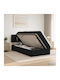 Wandbett Einzel mit Stoff Schwarz mit Lattenrost & Matratze 90x190cm