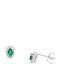 Xrisokosmima Rosette Earrings in 18K White Gold with Green Diamond
