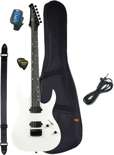 Spira Guitars S-400 MWH Electric Guitar With HH Pickups Arrangement Satin White Starter With Case Bundle