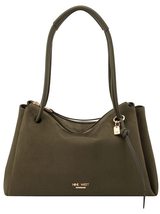 Stoff Damen Schultertasche Khaki