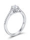 Paraxenies Single Stone Ring in White Gold 9K with Zircon