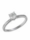 Single Stone Ring From 14K Gold With Synthetic Diamond
