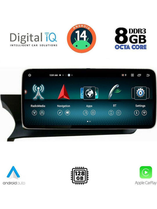Digital IQ Car Audio System for Mercedes-Benz C Class 2011-2014 Bluetooth USB WiFi GPS Apple CarPlay Android Auto with 10.25" Touch Screen