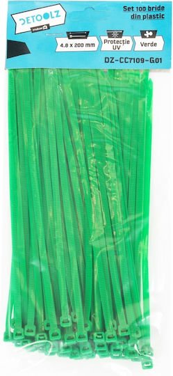 Detoolz Legături Cablu Din Plastic 200mmx4.8mm În Culoare Verde 100 Buc DZ-CC7109-G01