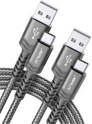 Jsaux Cablu Braided USB-C tată - USB-C Gri 2m 2 bucăți