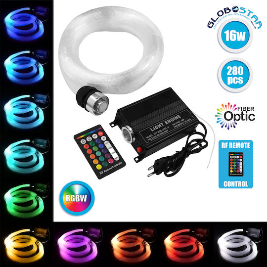 Globostar Lumofibra 79614 System Für Optische Fasern Rf Kabelloser Steuerung 280 Optische Fasern Φ1mm Länge 2 Meter Led 16w 1600lm 1° Ac 220-240v Ip20 Mehrfarben Rgbw M11.5 X P9.5 X H5.5cm 2 Jahre Garantie