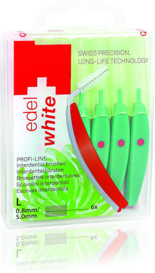 Edel White Interdental Brushes with Handle 0.8mm White 6 pcs