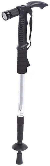 Folding Walking Stick Walking Stick with Torch Hiking Stick 52cm to 1.10cm Support Stick Silver