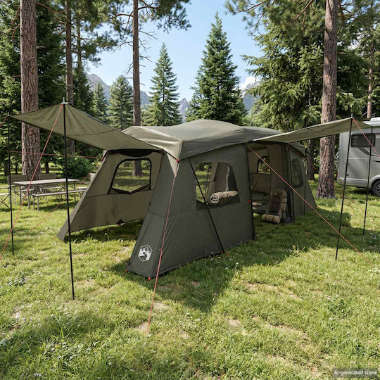 vidaXL Camping Tent Green with Double Cloth 4 Seasons for 3 People 606x245x197cm