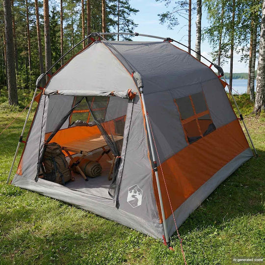 vidaXL Camping Pop Up Mountaineering Tent Grey 4 Seasons for 2 People Waterproof 3000mm 215x190x126cm