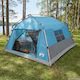 vidaXL Camping Pop Up Blue 4 Seasons Tent for 4...