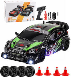 Remote Control Car Ford Rally Model Rc Drift Car 1:24 2.4ghz All-wheel Drive 2 Tire Sets Speed Drift Obstacles Included Rechargeable Battery Green Black