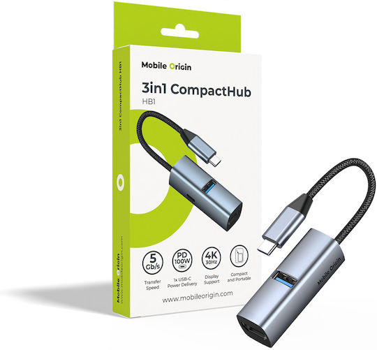 Mobile Origin USB Hub 3 Ports with USB-A / USB-C Connection